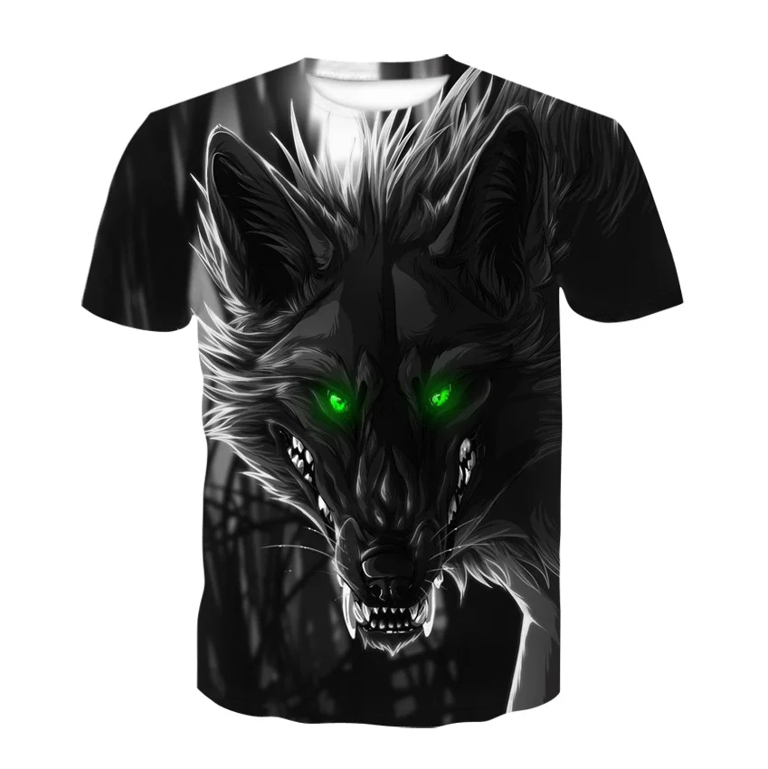 New Tide Summer Fashion Fox Picture T-shirts Casual Print Tees Hip Hop Personality Round Neck Short Sleev Tops