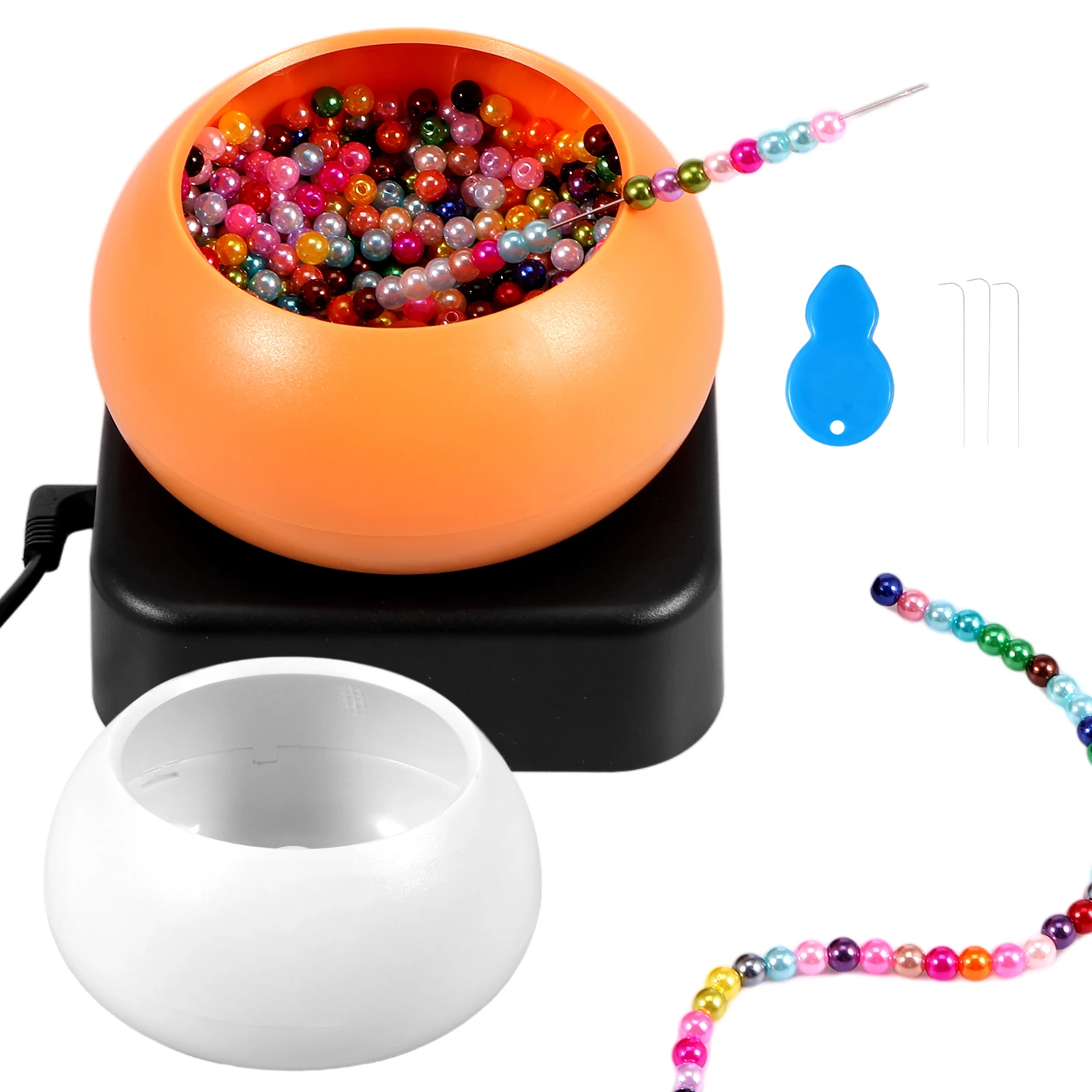 

Bead Bowl Spinner Set Electric Bead Spinner DIY Jewelry Making For Clay Beads With Needle And Thread Making Waist Beads