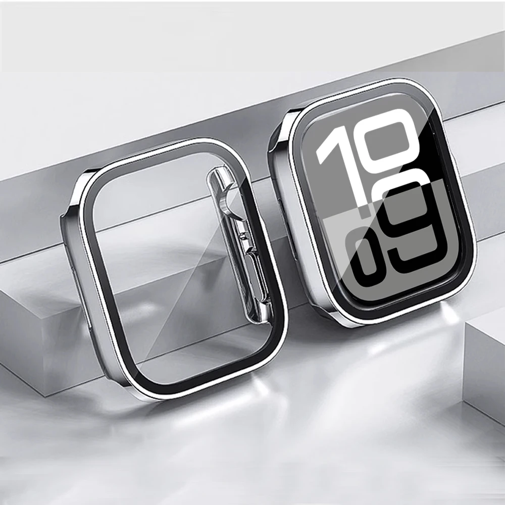 Abdeckung für Apple Watch 10 Gehäuse 42 mm 46 mm 45 mm 44 mm 49 mm 41 mm 40 mm gehärtetes Glas Displayschutzfolie Serie 7 8 9 SE 6 5 4 Ultra 2