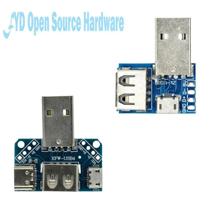 USB Connector To Type-c Micro USB Female USB 2.54-4P Transfer Test Board USB Adapter Plate XY-USB4