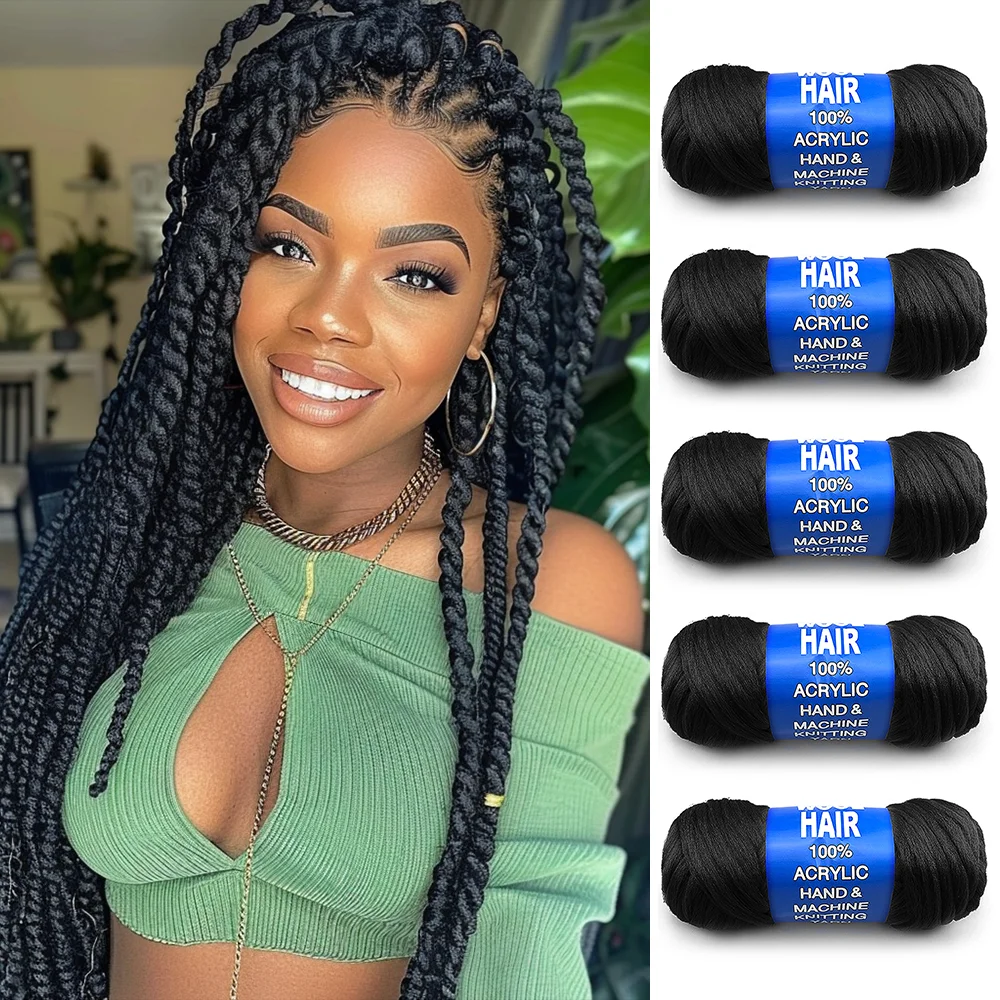 Cabelo de lã brasileiro para tranças, acrílico mão tricô fio, trança extensão do cabelo, Faux Locs, crochê africano, trança Jumbo