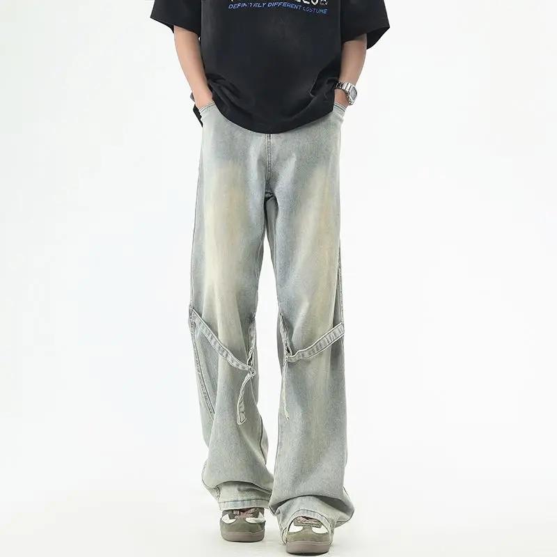 

Men's Jeans Straight Leg Loose New Style Street Simple Four Season Pants Men's High Street Casual Versatile Straight Leg Pants