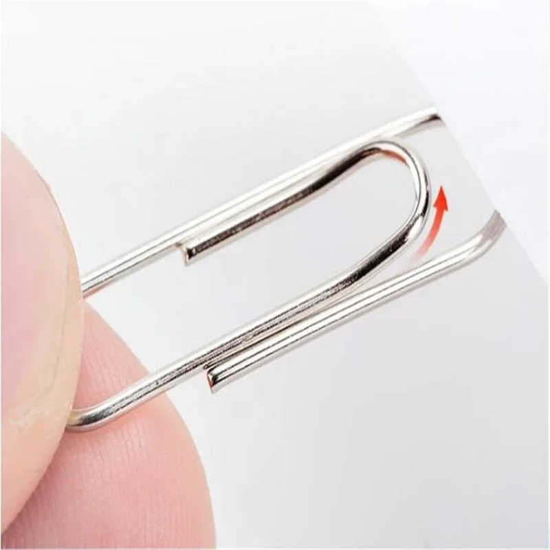 500/300/100/50PCS Metal Silver Paper Clips for Paperwork Stainless Steel Bookmark Paperclips Organizers Office School Supplies