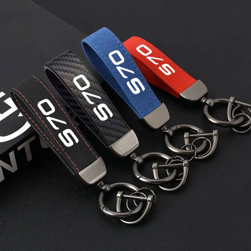 KeyChains 4 Colors PU Leather Keychain Business Gift Suede Key Chain Men Women Car Key Strap Waist Wallet Keyrings For Volvo S70