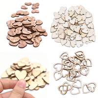 100pcs Wood Wooden Hearts embellishment Handmade Crafts Sewing Accessories Scrapbooking DIY Supplies for Home Decor Love Gift