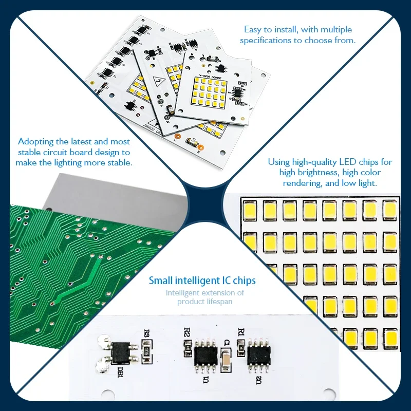 Imagem -03 - Chip de Led 10w 20 30 50 100 Contas de Luz de Inundação Ac220v Inteligente ic Smd2835 Chip de Lâmpada de Holofote Led para Iluminação Externa