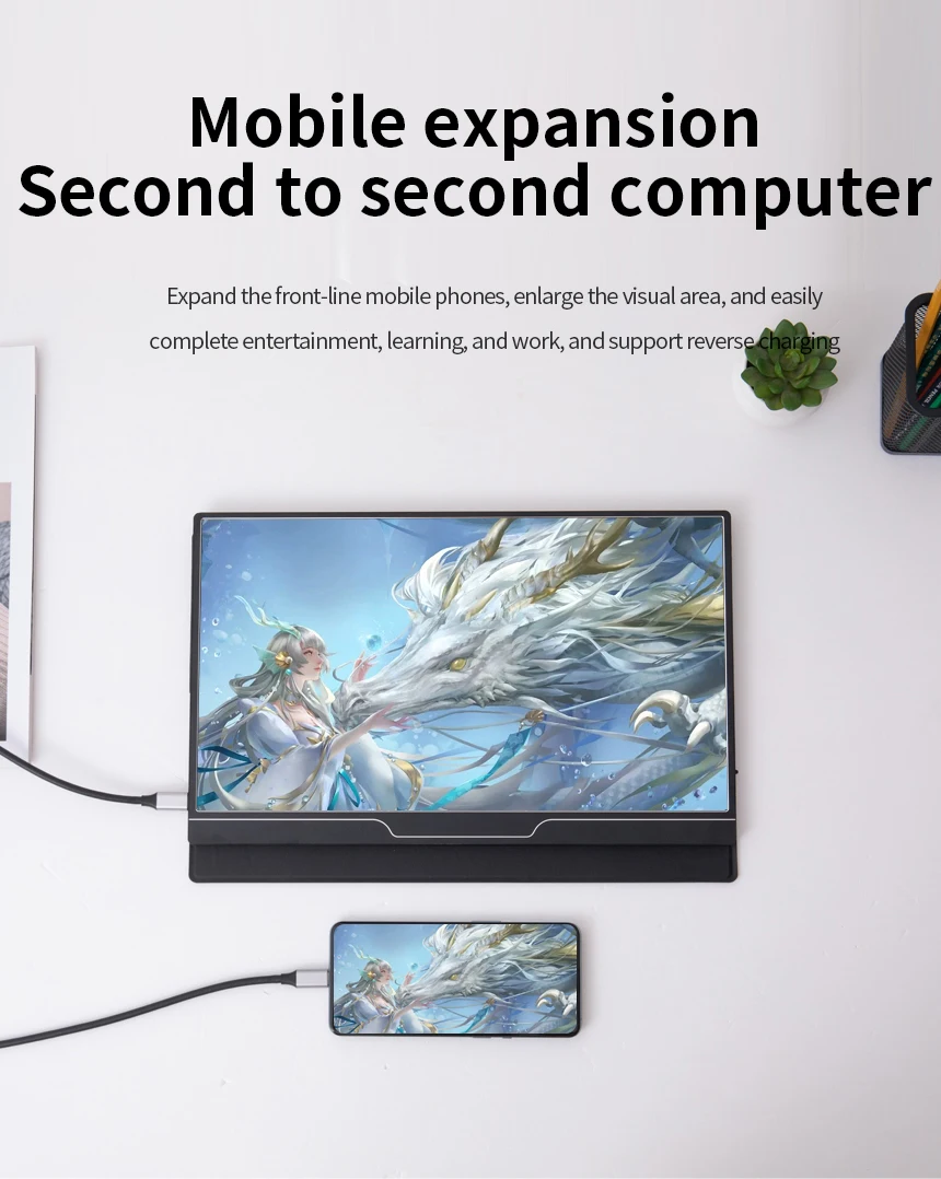 15.6 بوصة IPS 1080P المحمولة التلفزيون المزدوج المتكلم Usb نوع C HDMI-متوافق مع شاشة الكمبيوتر ل Ps4 التبديل Xbox One محمول الهاتف