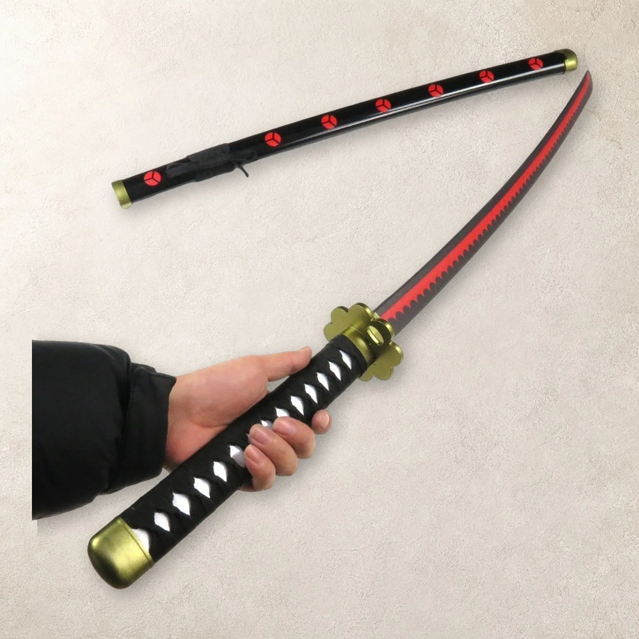 39 Inch One Piece Zoro Katana Sword Sabre Blade Set Stand Belt Ninja Knife Schwert Safe Unsharpened Cosplay Display Photo Prop view 4