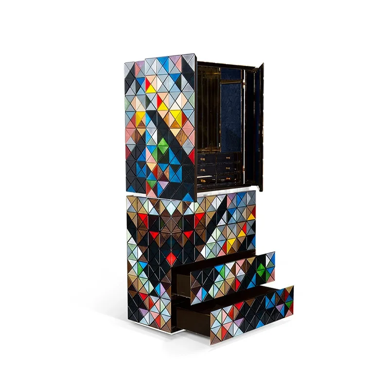 Solid wood painted wine cabinet Modern light luxury dining side cabinet Storage decorative cabinet