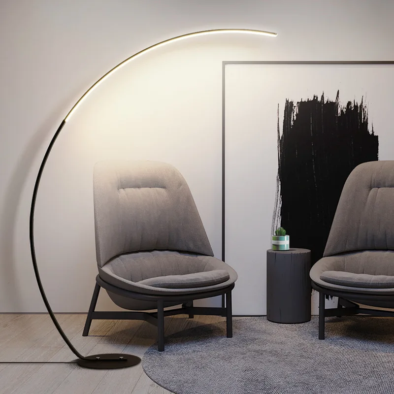 Nordic Long Arc Design Led Floor Lamps Sofas Dimmable for Living Room Coffee Tables Bedroom Minimalist Home Decor Luminaires