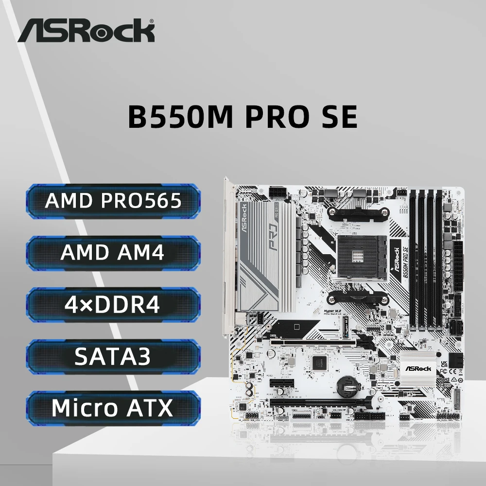 

ASRock B550M Pro SE Motherboard Support Ryzen 5 3600X 5600G 5700x3D 5800X3D CPU DDR4 4733MHz 128GB HDMI NVME M.2 AM4 Mainboard