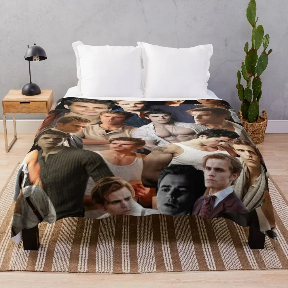 

Paul Wesley photo collage Throw Blanket Multi Use Warm Blanket for Living Room Bedroom