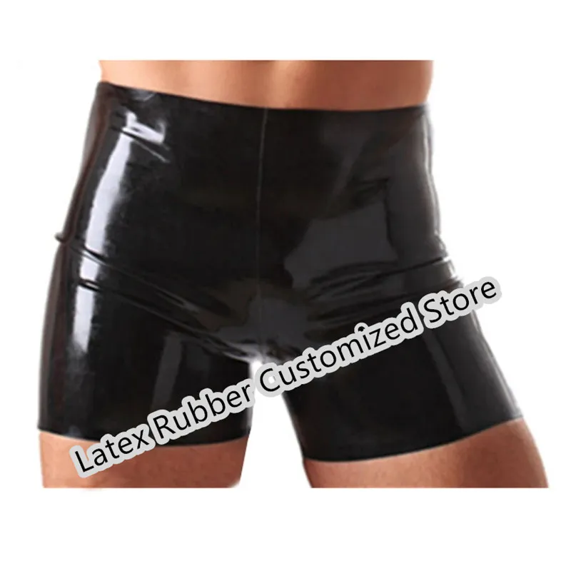 Natural Latex Mens Boxer Shorts Rubber Fetish Tight Black Panties Underwear Handmade