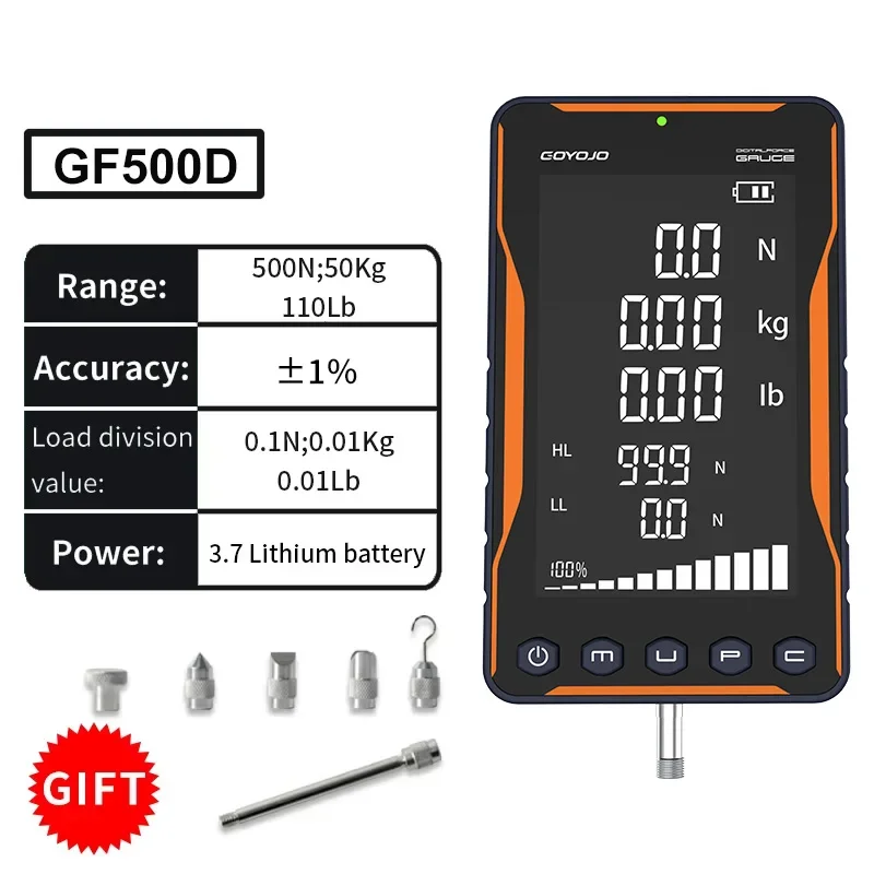 GOYOJO Push Pull Force Gauge 500N 50kg 110 Lb Digital Force Gauge Multi-functional and High-precision Digital Dynamometer GF500D