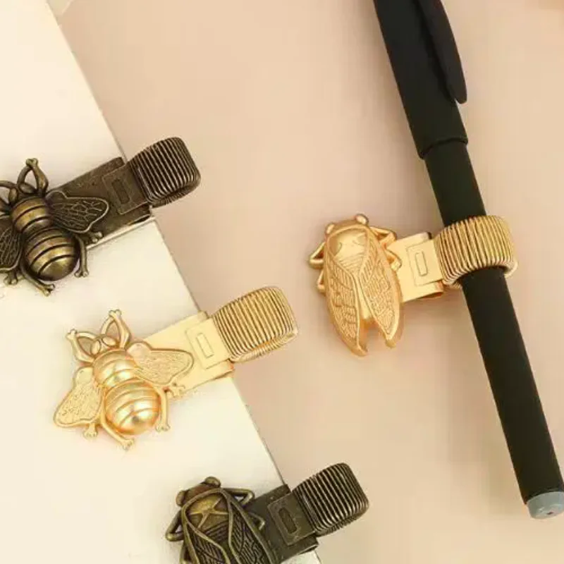 Creative Antique Insect Zinc Alloy Pen Clip Museum Souvenir Book Clip Student Notebook Retro Spring Clip