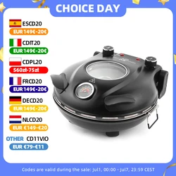 Klaif Elektrikli Pizza Yapıcı, 420 ℃ 1200 Watt, 5 Ayrı Sıcaklık Seviyesi, Ateşe Dayanıklı Taş Tabak 1200W 32cm
