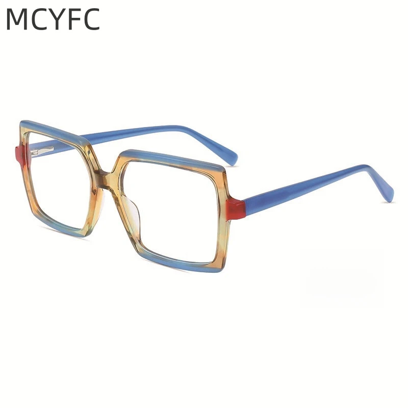 MCYFC Square Glasses Frames for Women Elegant and Light Luxury Style Custome Eyeglasses Men Split Color RVintage Glasses Frame