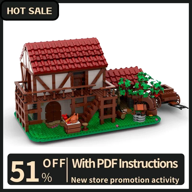 Neues 2842-teiliges Farm Hot Street View MOC Modulares Spice Wolf Village Modell Benutzerdefinierte Puzzles DIY Kreative Ideen Spielzeug Geburtstagsgeschenke