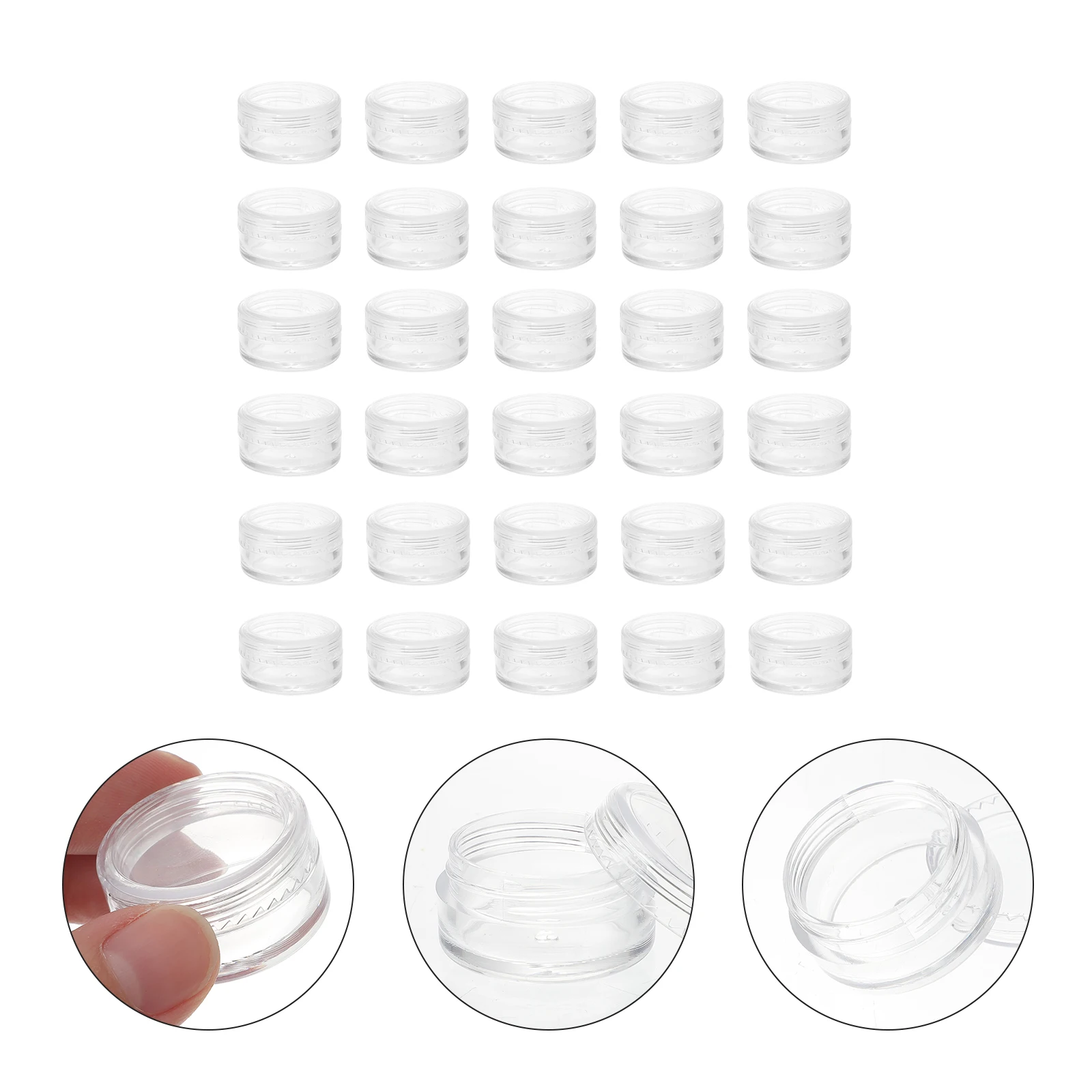 

30pcs Refillable Plastic Containers Transparent Anti Flip Caps Portable Travel Sample Jars Storage Boxes Cream Lotion Container
