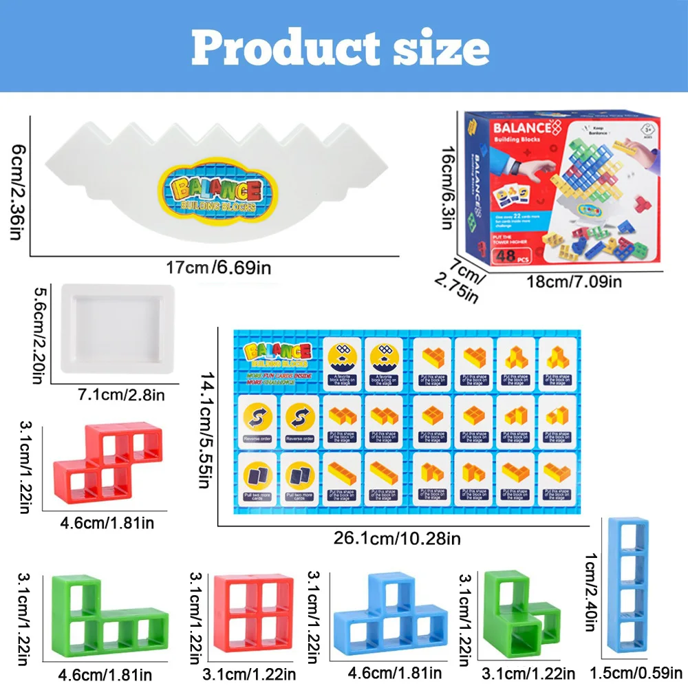 48 pçs tetra torre blocos de construção equilíbrio empilhamento jogos brinquedos para crianças adultos amigos sala de aula família jogo de tabuleiro e festa divertida