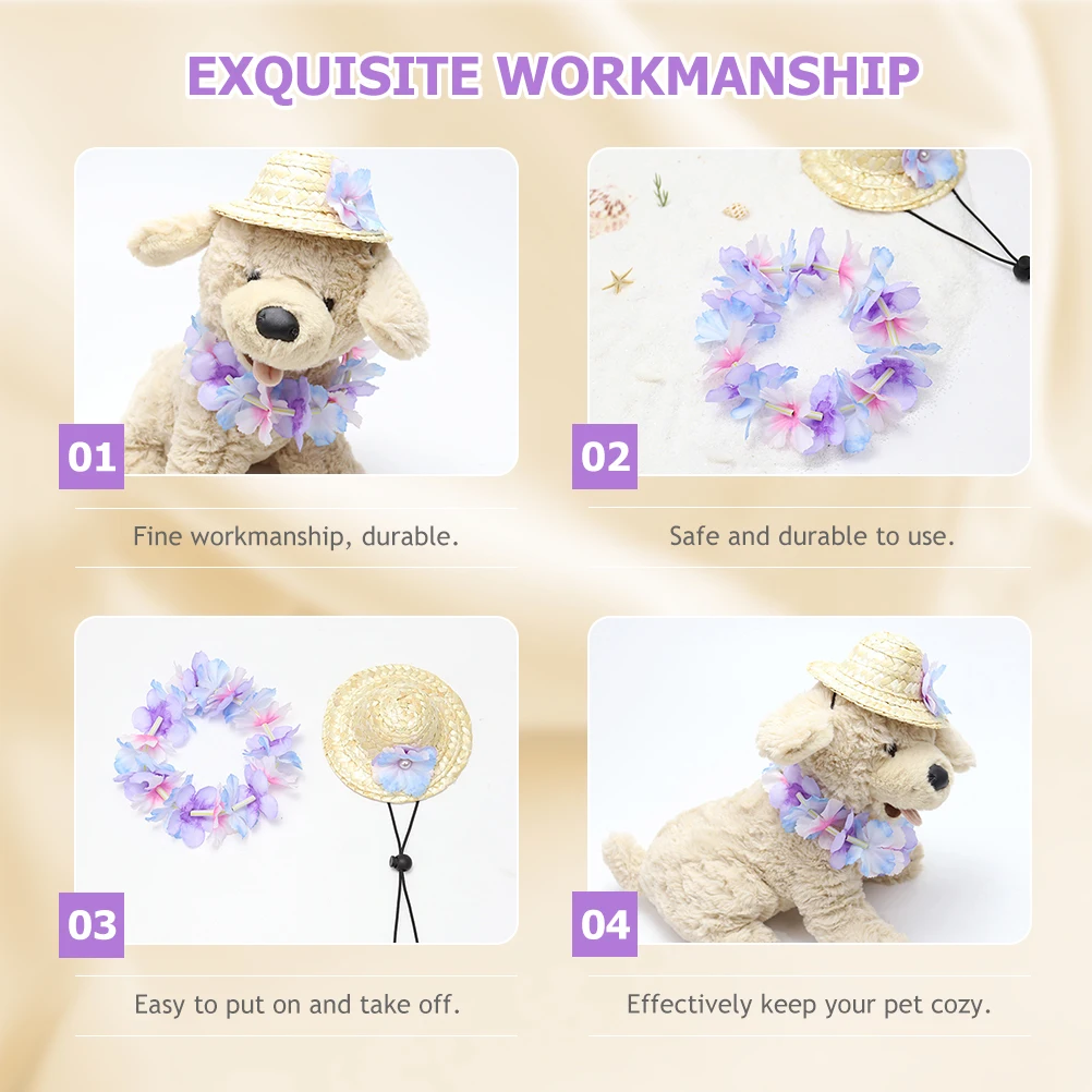 

2Pcs Pet Dog Cat Straw Hat Summer Costume Accessories Sun Protection Fashionable Outdoor Dog Hats Pet Straw Hat