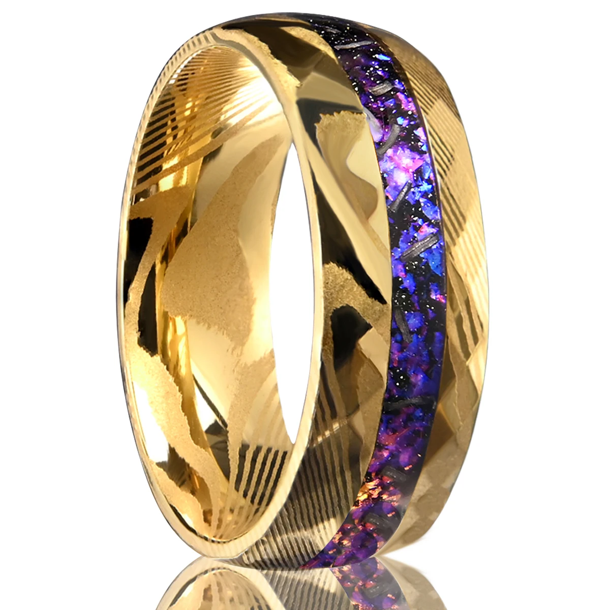 

8mm star pattern Damascus steel ring, men's wedding ring, high quality jewelry accessories, comfortable to wear