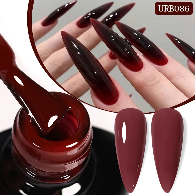 UR SUGAR 7ml Wine Red Color Rubber Base Gel Construction Self Leveling Nail Gel Polish Semi Permanent Soak Off UV LED Manciure