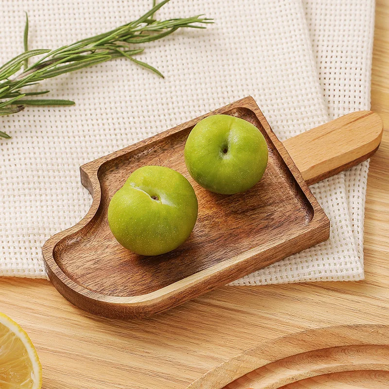 

17.5*8*1.4C Creative Solid Wood Ice Cream Dessert Plate Cake Plate Dipping Plate Children's Food Tray Fruit Plate Snack Plate