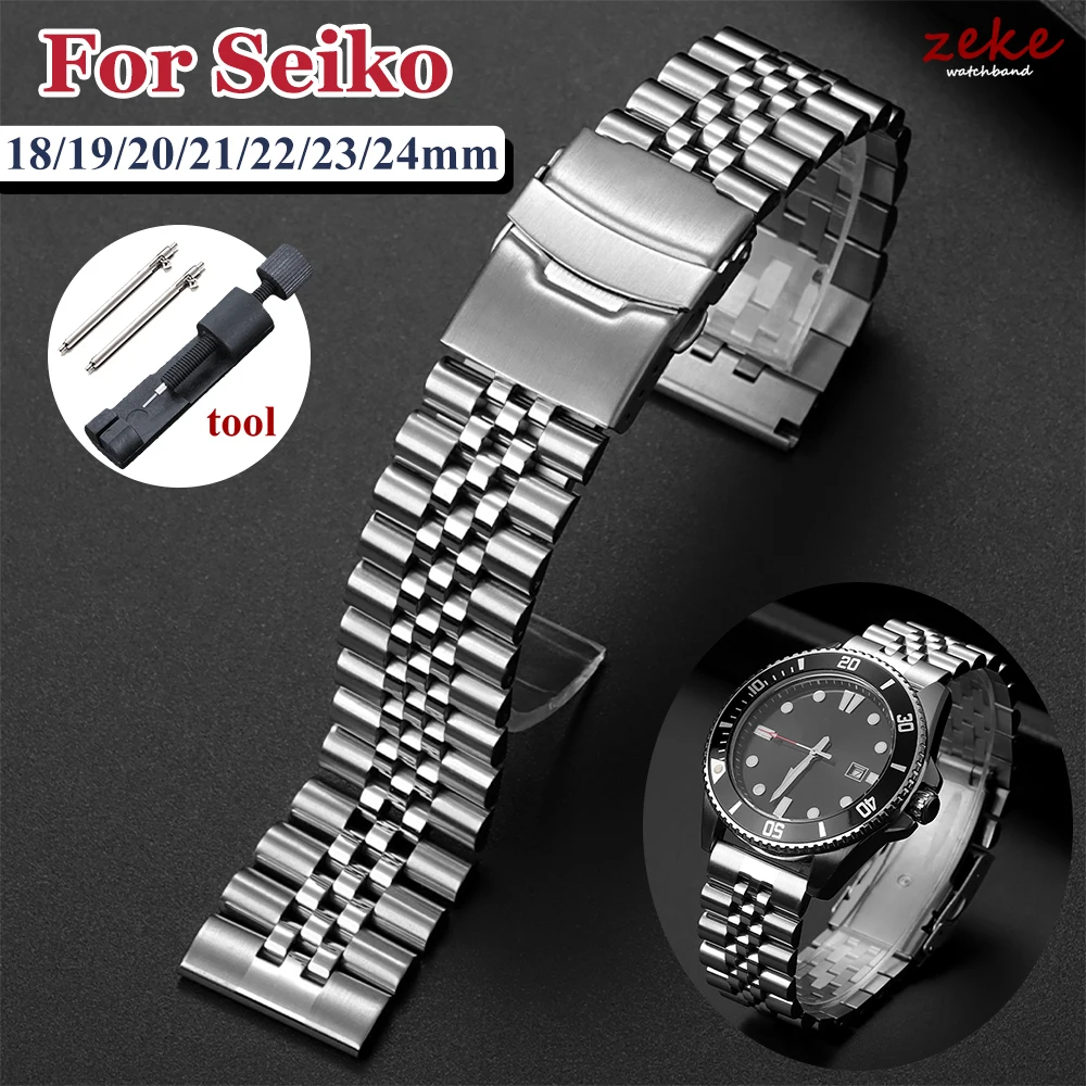 

Luxury Straight End Stainless Steel Strap 18mm 19mm 20mm 21mm 22mm 23mm 24mm Bracelet for Jubilee SKX007/009 Metal Watch Band