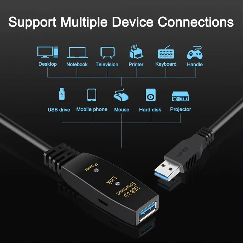 USB3.0 تمديد كابل مكبر صوت أحادي كابل نوع ذكر إلى أنثى موسع كابل للكمبيوتر المحمول كاميرا المؤتمرات