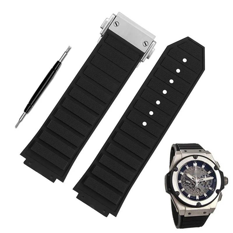 

Новый резиновый мужской ремешок для часов Hublot King Supreme, мягкий силиконовый устойчивый к поту выпуклый ремешок для часов, браслет с складной пряжкой 19x27 мм