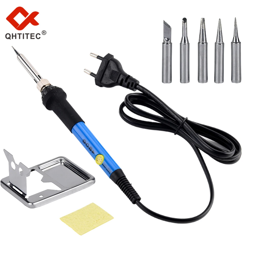 QHTITEC-Juego de soldador eléctrico con temperatura ajustable, estación de soldadura LCD, herramientas de reparación de soldadura, 220V/110V, nuevo