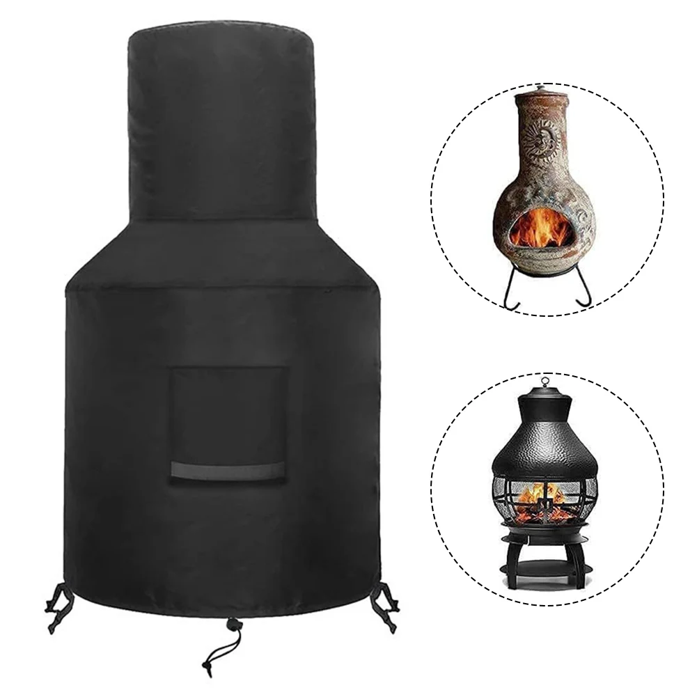 48 Inche Height Protective Cover Chiminea Cover 2pcs 420D Polyester All Round Protection Frost Snow Prevention