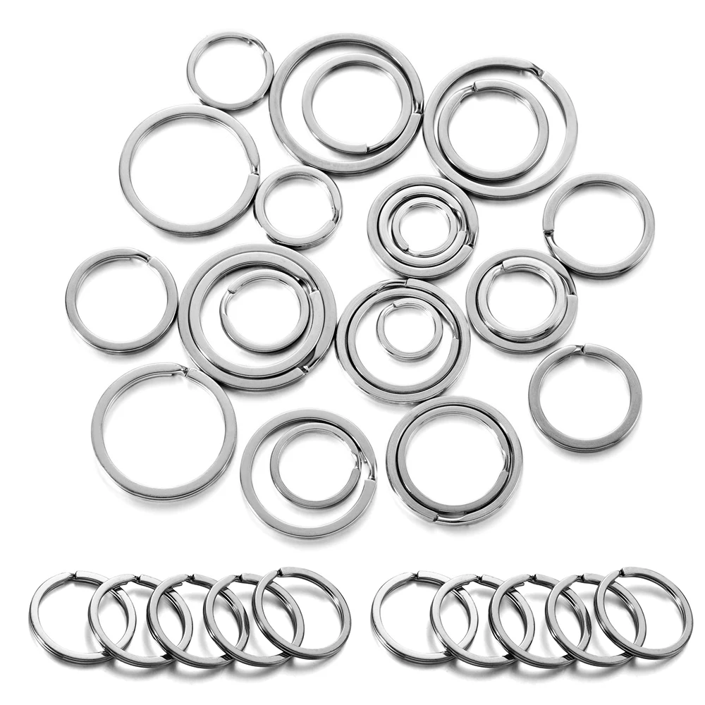 10-20Pcs 15-35mm Edelstahl Schlüssel Ringe Runde Flache Linie Schlüssel Ring Für Schlüssel Ketten schlüssel Ringe DIY Schmuck Machen Zubehör