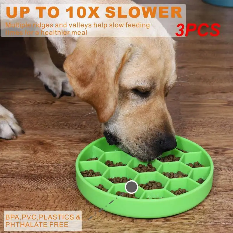 

3PCS Pet honeycomb slow food bowl dog choking bowl antiskid dog bowl silicone suction cup slow food bowl Pet supplies