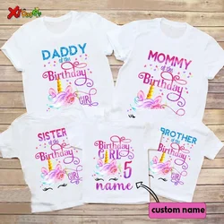 Unicorn Birthday Shirt Girl Shirt Family Party Matching Clothes Outfit Kids Matching Personalized Name TShirt Outfit Summer