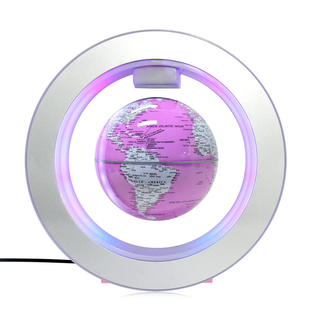 

Round 4 Inch Macaroon Princess Pink Magnetic Levitation World Map Globe For Girls