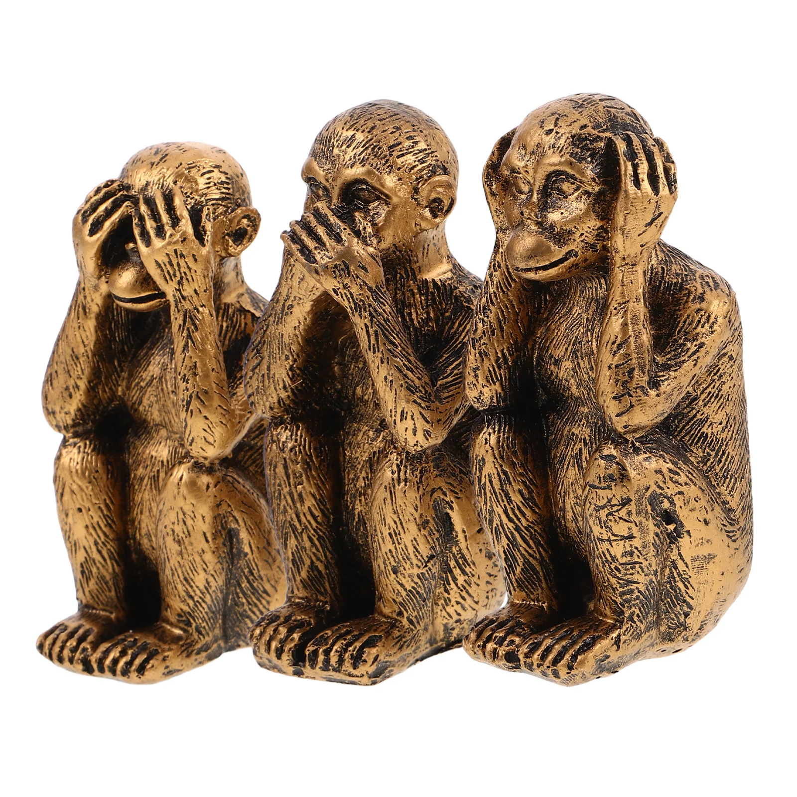 

3 Pcs Home Decor Resin Ornament Crafts Monkey Figurines Cute Mini Animals Ornaments Miniature