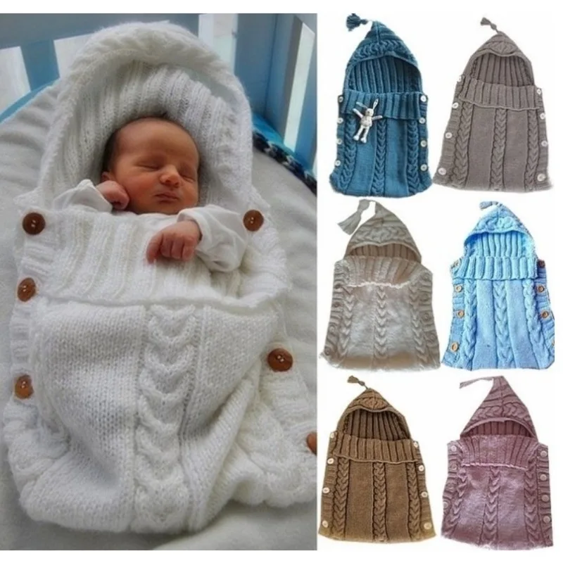 

Newborn Baby Wrap Swaddle Blanket Unisex Infant Baby Stroller Wrap Soft Thick Knit Wrap Bag Receiving Blanket for 0-1T