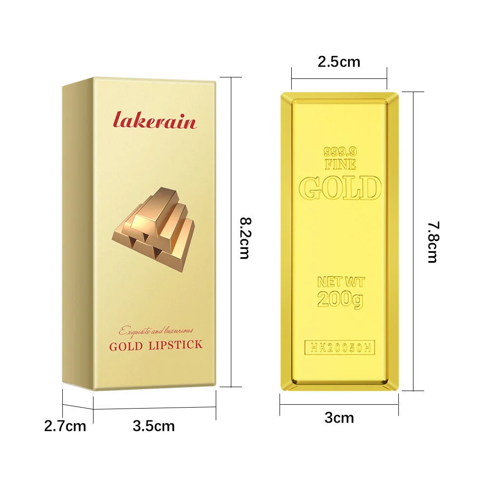 ゴールド口紅メタリックグリッターセクシーな口紅シマー長期的な Batom 防水化粧品ゴールドレンガチューブデザインギフト 3.5 グラム