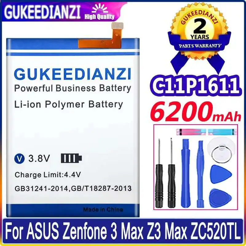 

Хороший низкотемпературный аккумулятор для мобильного телефона Asus Zenfone 3 Max Z3 Max ZC520TL C11P1611, быстрая зарядка, 6200 мАч