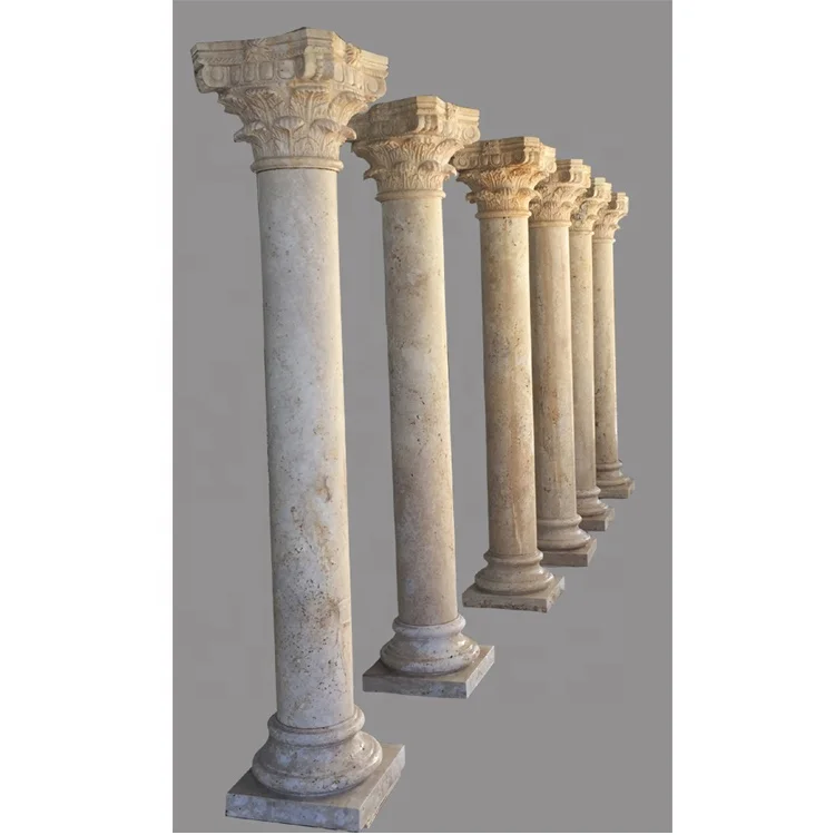 Beige marble angel engraving column