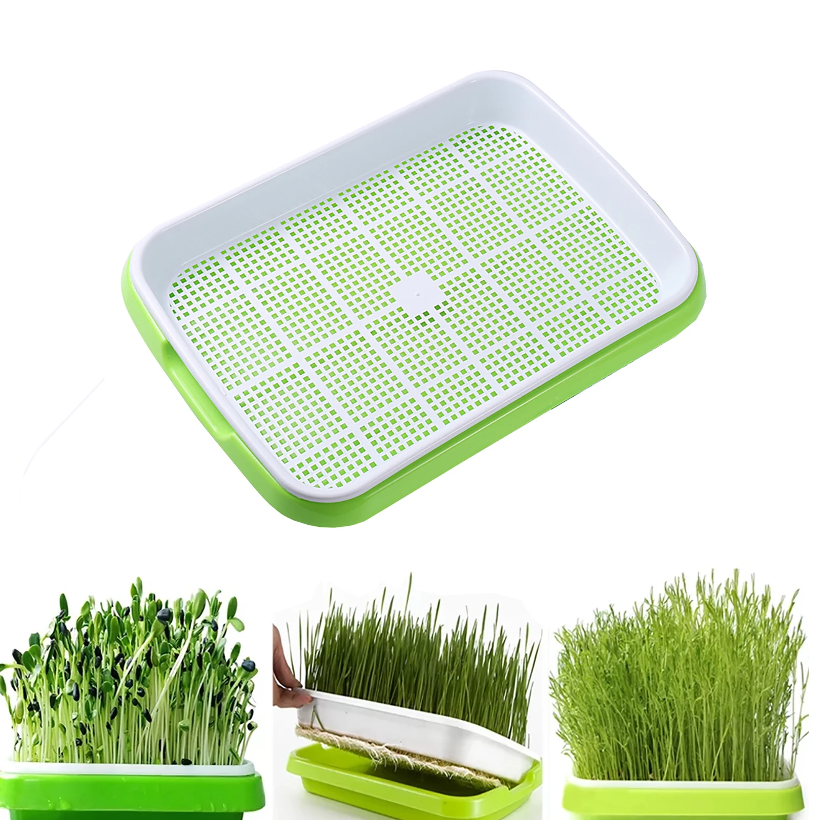 Tohum Sprouter tepsi 2 katmanlı fasulye çimlenme plaka hidroponik fide saksısı filizlenme yemekleri kedi çim bezelye fide dikim aracı