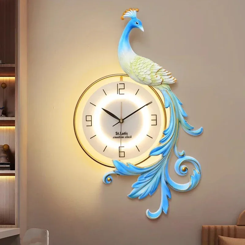 Bedroom Peacock Wall Clock Luminous Luxury Led Digital Wall Clock Modern Living Room Decorativo Living Room Decoration