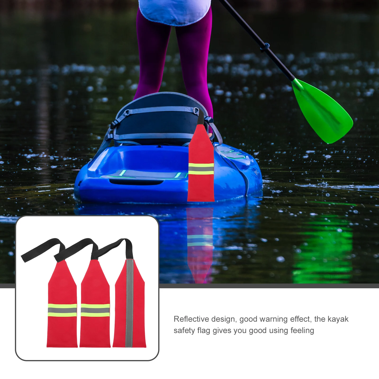 

3 Pcs Outdoor Kayak Safety Flags Drag Warning Reflective Marine Towing Travel Highly