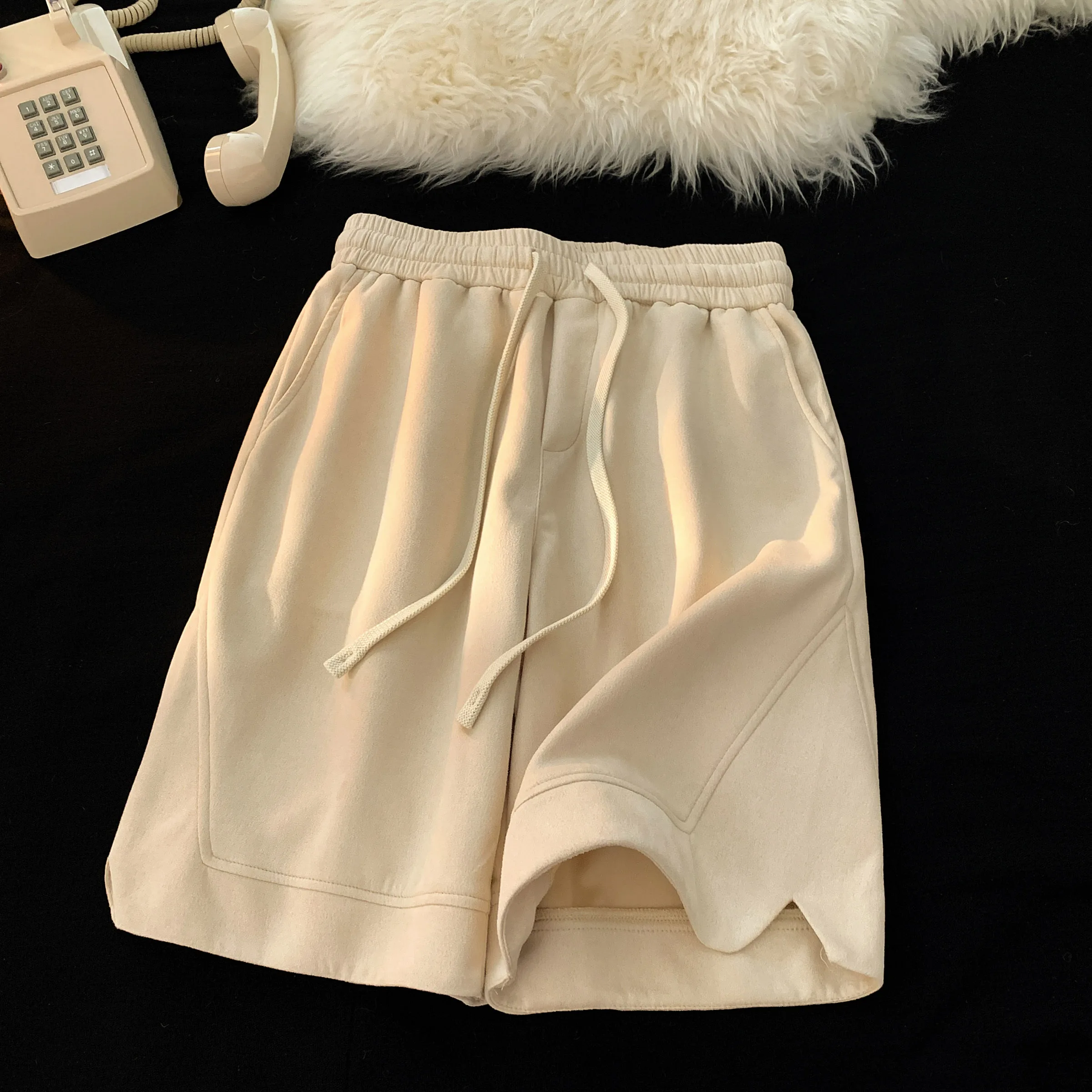 

Мужские замшевые шорты-бриджи летние свободные повседневные винтажные с эластичным поясом, молодежные, дышащие, легкие