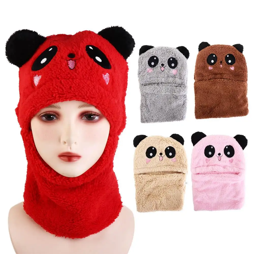 

Beautiful Cashmere Inside With Scarf Woolen Headwear Girls Boys Cartoon Panda Hats Winter Fleece Hats Kids Caps Kids Bonnet