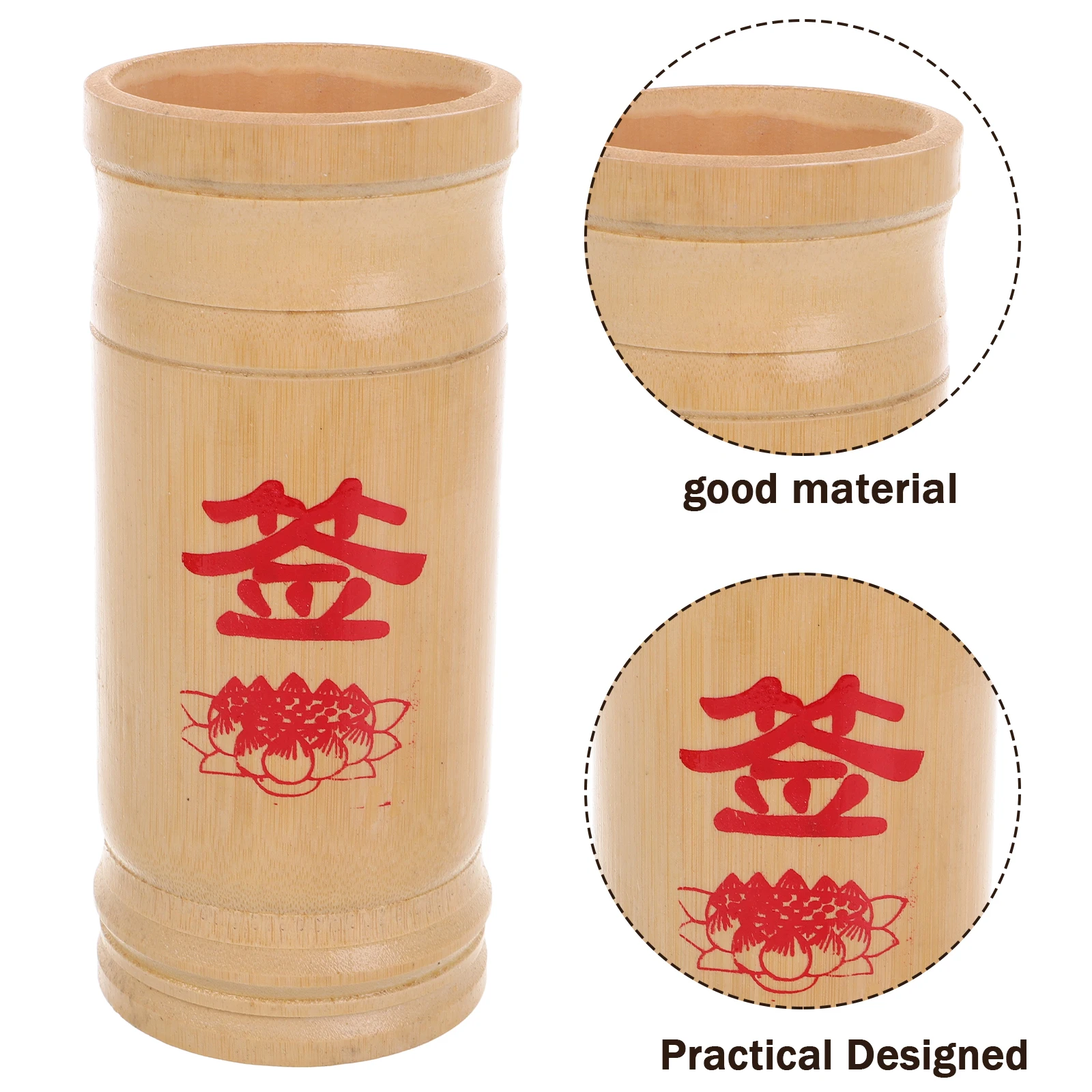 Chinese Fortune Telling Divination Stick Bucket Beige Feng Shui Decor Bamboo Game Props Lucky Wishing Rod Temple Spirituality