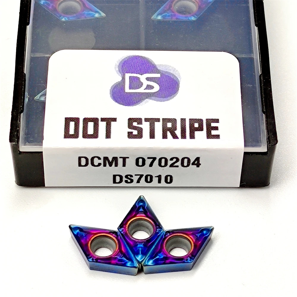 Alta calidad DCMT070204 DCMT070208 hoja de inserción de carburo interno DCMT 070204/070208 herramienta de torneado nano azul herramienta de corte cementado