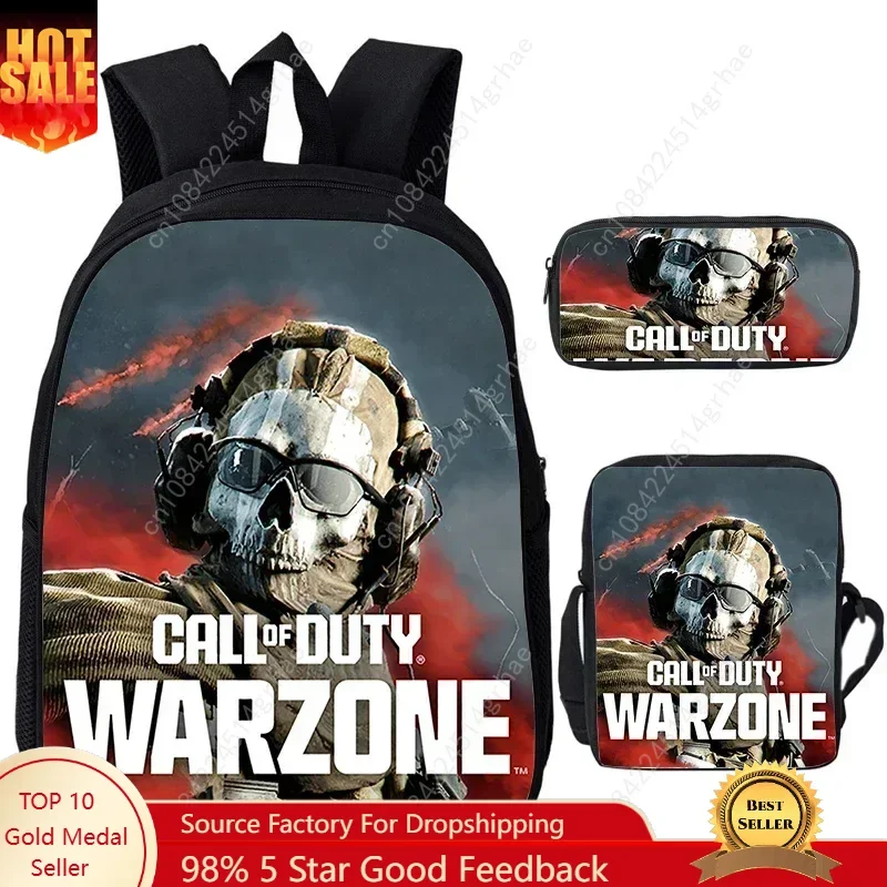 Call of Duty Warzone Printed Backpack 3pcs Set Large Capacity Schoolbag Laptop Bookbag Girls Boys Waterproof Daypack Cool Bag